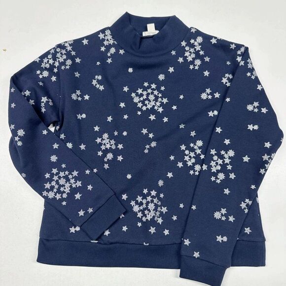 Crewcuts Navy Star Sweatshirt Silver Glitter Stars Girls Size XL - Picture 4 of 6